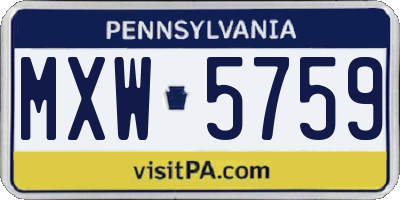 PA license plate MXW5759