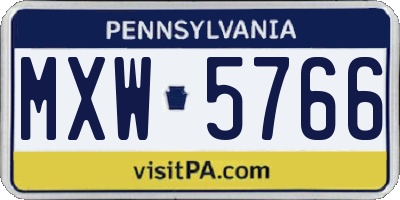 PA license plate MXW5766