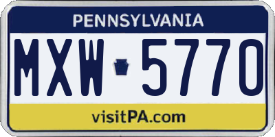 PA license plate MXW5770
