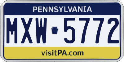 PA license plate MXW5772