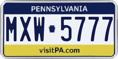 PA license plate MXW5777
