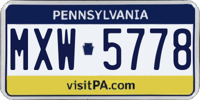 PA license plate MXW5778