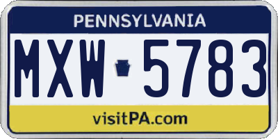 PA license plate MXW5783