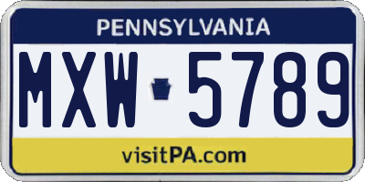 PA license plate MXW5789