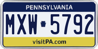 PA license plate MXW5792