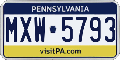 PA license plate MXW5793