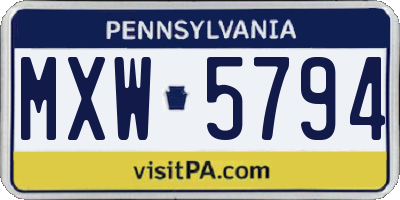 PA license plate MXW5794