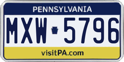 PA license plate MXW5796