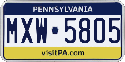 PA license plate MXW5805