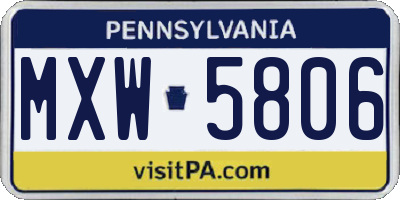 PA license plate MXW5806