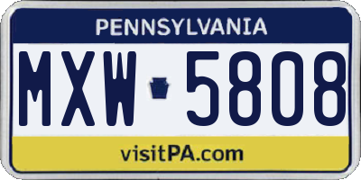 PA license plate MXW5808