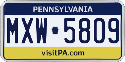 PA license plate MXW5809