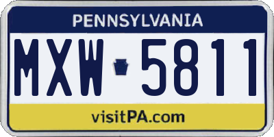 PA license plate MXW5811