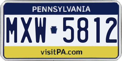 PA license plate MXW5812