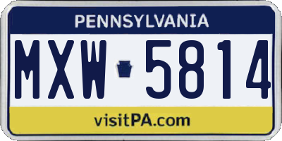 PA license plate MXW5814