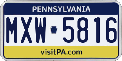 PA license plate MXW5816