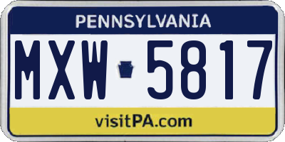PA license plate MXW5817