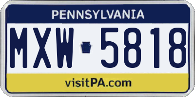 PA license plate MXW5818