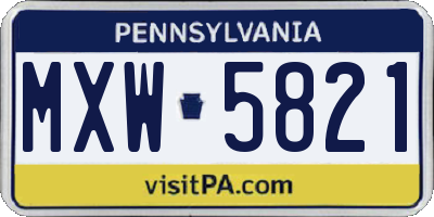 PA license plate MXW5821