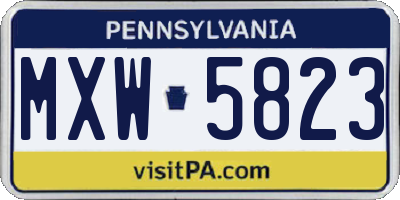 PA license plate MXW5823