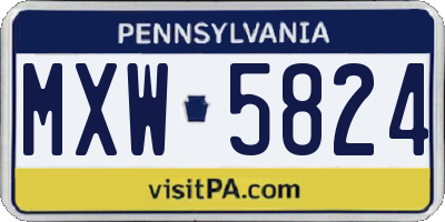 PA license plate MXW5824
