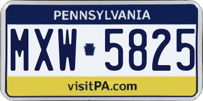 PA license plate MXW5825
