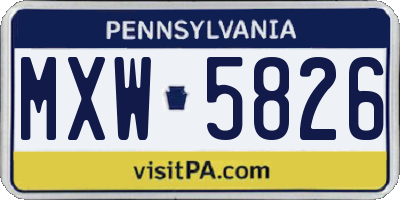 PA license plate MXW5826
