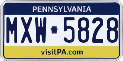 PA license plate MXW5828