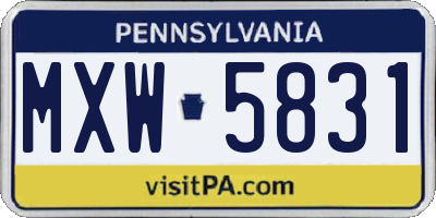 PA license plate MXW5831