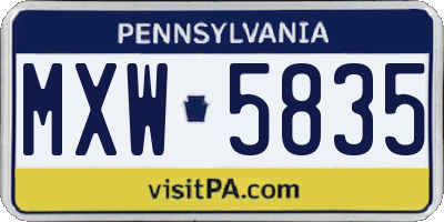 PA license plate MXW5835