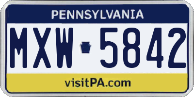 PA license plate MXW5842