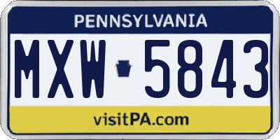 PA license plate MXW5843