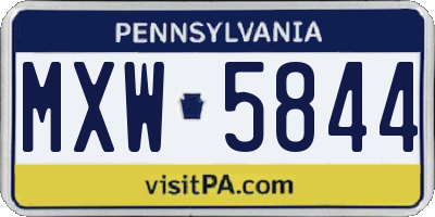 PA license plate MXW5844