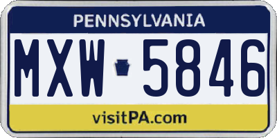 PA license plate MXW5846