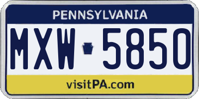 PA license plate MXW5850