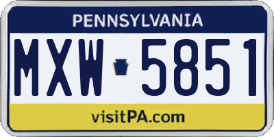 PA license plate MXW5851