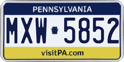 PA license plate MXW5852