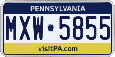 PA license plate MXW5855
