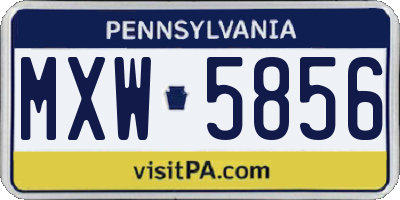 PA license plate MXW5856