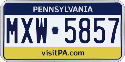 PA license plate MXW5857