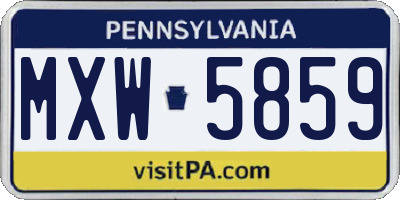 PA license plate MXW5859