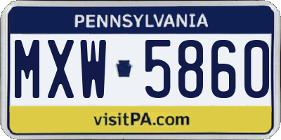 PA license plate MXW5860