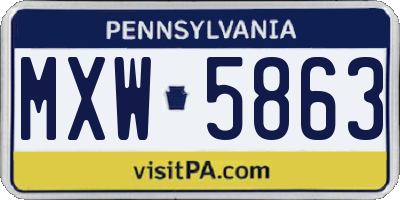 PA license plate MXW5863