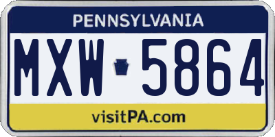 PA license plate MXW5864