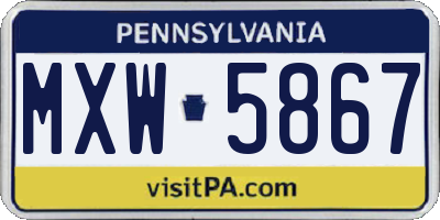 PA license plate MXW5867