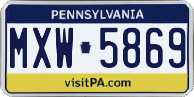 PA license plate MXW5869
