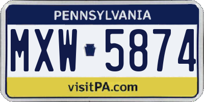 PA license plate MXW5874