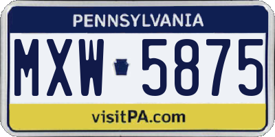 PA license plate MXW5875