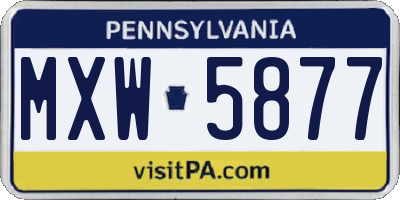 PA license plate MXW5877