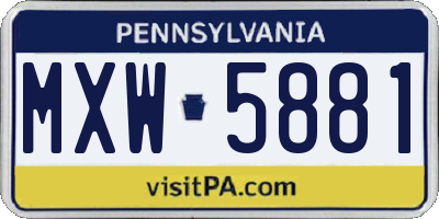 PA license plate MXW5881